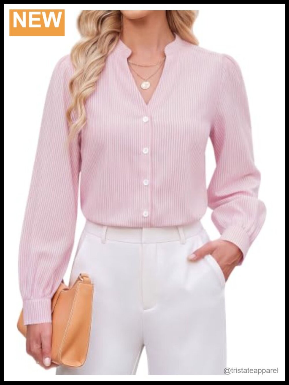 V Neck Long Sleeve Blouse Button Down Shirt